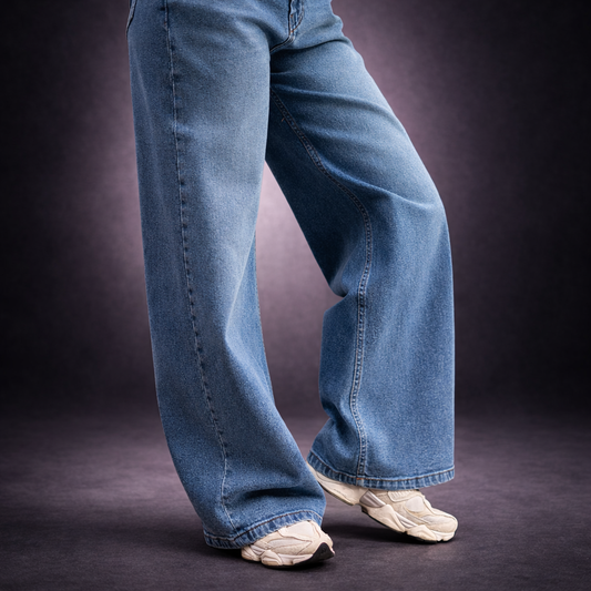 Pantalones de tiro alto- LIGHT BLUE