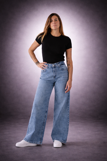 Pantalones de tiro alto- LIGHT BLUE
