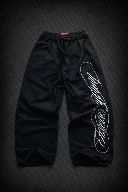 Pantalon ancho letras bordadas