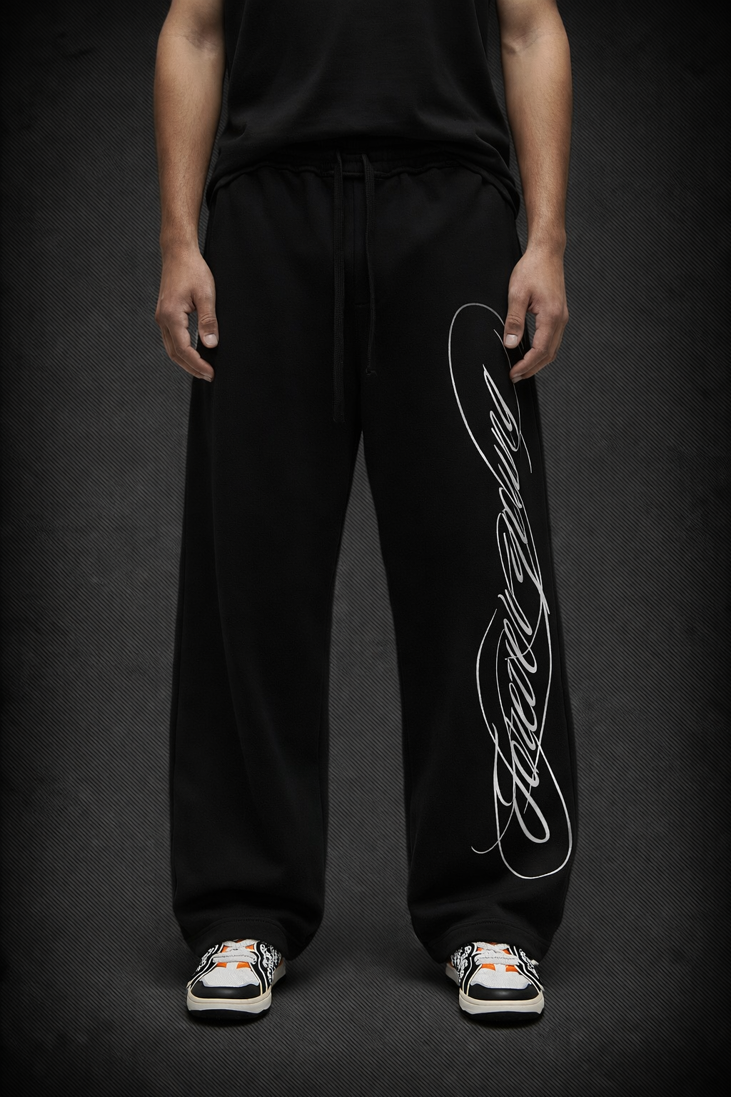 Pantalon ancho letras bordadas