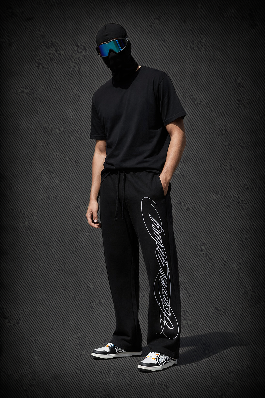 Pantalon ancho letras bordadas