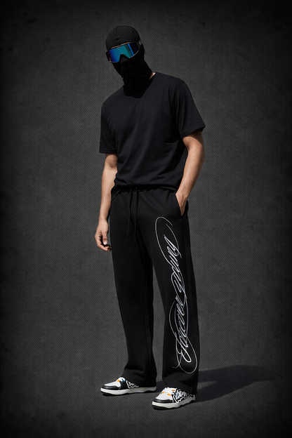 Pantalon ancho letras bordadas