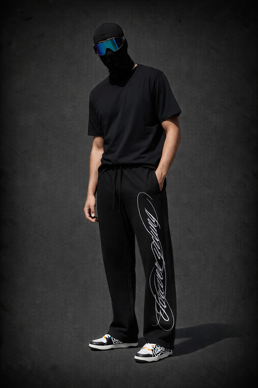Pantalon ancho letras bordadas