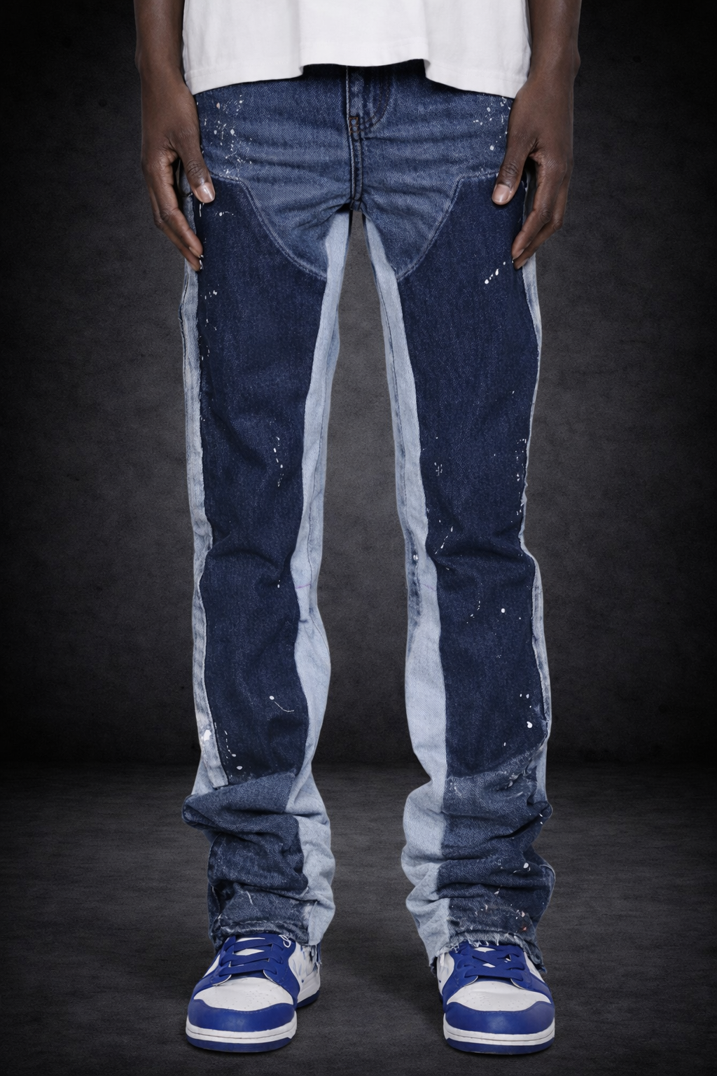 Pantalon vaquero ancho con pintura