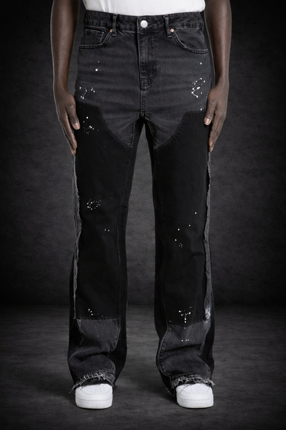 Pantalon vaquero ancho con pintura