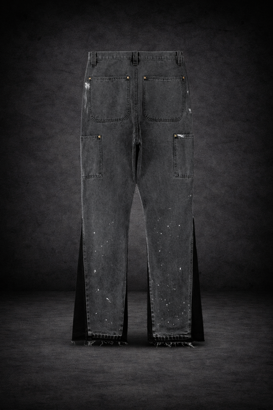 Pantalon vaquero ancho con pintura