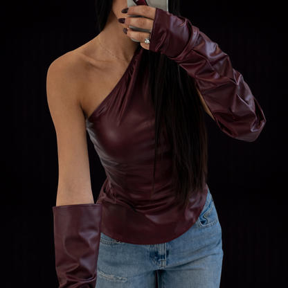 Top de cuero Morgan