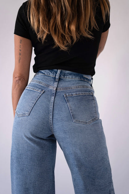 Pantalones de tiro alto- LIGHT BLUE